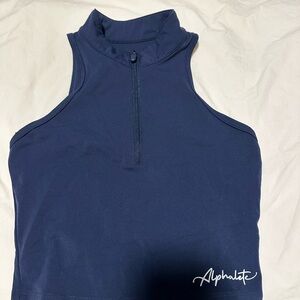 Alphalete Women's Navy Zip Cropped Tank Top